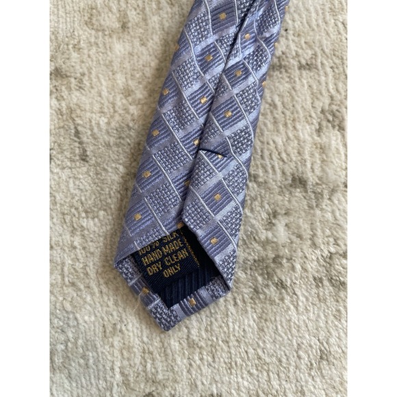 Henry Jacobson Blue Silk Diamond Geometric Tie Handmade 3.75"‎ - Picture 4 of 5